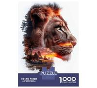 Puzzle Per Adolescenti 1000 Pezzi Lion Sunset Double Exposure Puzzle Per Adulti Gioco Per Famiglie Vacanza A Casa Ammazzare Il Tempo Offerta Come Regalo Per Tutta La Famiglia 38x26cm/1000pcs