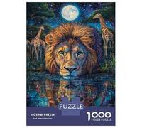 Puzzle Per Adolescenti 1000 Pezzi Lion's Moonlit Reflection Puzzle Per Adolescenti Giocattoli Antistress Vacanza A Casa Ammazza Il Tempo Aiuta Ad Allenare Il Cervello 38x26cm/1000pcs