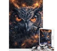 Puzzle per adolescenti 1000 pezzi "Lo sguardo infuocato del gufo" giocattolo educativo fantastici regali e giocattoli giochi divertenti collezione di artisti belle arti dimensioni 38x52cm