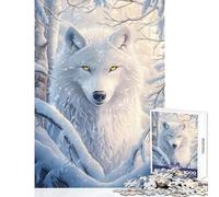 Puzzle per adolescenti 1000 pezzi Lupo bianco in inverno Giocattolo Decorazione da parete Idee regalo Gioco rompicapo Migliora l'amore tra coppie Dimensioni 50x75cm