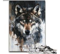 Puzzle per adolescenti 1000 pezzi Lupo grigio, allena il tuo cervello e le tue mani, regali di compleanno unici per età 14+ dimensioni 26x38cm