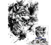 Puzzle per adolescenti 1000 pezzi Lupo nel bosco Giocattolo educativo Ottimi regali e giocattoli Giochi divertenti Rafforzano l'amore tra coppie (dimensioni 38x26cm)