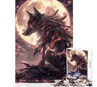 Puzzle per adolescenti 1000 pezzi Lupo nero Anime dipinto giocattolo decorazione da parete regali di Babbo Natale segreto gioco impossibile migliora l'amore tra coppie dimensioni 38x52cm