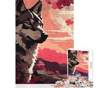 Puzzle per adolescenti 1000 pezzi Lupo Paesaggio di ciliegi in fiore Giocattolo educativo Ottimi regali e giocattoli Giochi divertenti Rafforzano l'amore tra coppie (dimensioni 38x26cm)