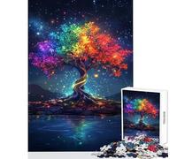 Puzzle per adolescenti 1000 pezzi Magico colorato albero al neon giocattolo educativo regalo per compleanni gioco per famiglie lista dei desideri con Babbo Natale dimensioni 50x75cm