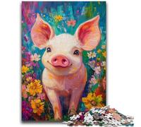 Puzzle per adolescenti 1000 pezzi Maialino dipinto a olio Adatto a persone dai 14 anni in su Gioco educativo Sfida Giocattolo Regalo per compleanni 26x38cm
