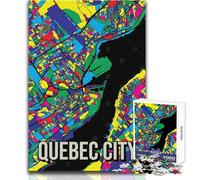 Puzzle per adolescenti 1000 pezzi Mappa della città di Quebec, Canada, colorato, arte, gioco educativo per famiglie, per divertimento in famiglia, giocattolo educativo, dimensioni 38x52cm