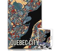 Puzzle per adolescenti 1000 pezzi Mappa della città di Quebec nei toni della terra Viaggio Arte Rompicapo Giochi per famiglie Decorazione artistica per la casa Regali di compleanno Dimensioni 50x75cm