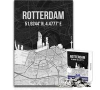 Puzzle per adolescenti 1000 pezzi Mappa della città di Rotterdam Skyline Rompicapo Giochi per famiglie Decorazione artistica per la casa Regali di compleanno Dimensioni 50x75cm