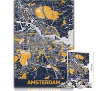 Puzzle per adolescenti 1000 pezzi Mappa di Amsterdam Gioco impegnativo Giocattoli Sfida difficile Ottimo regalo Dimensioni 38x26cm