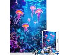 Puzzle per adolescenti 1000 pezzi Meduse al neon sopra una barriera corallina Giocattolo educativo Regali di compleanno Gioco impossibile Rafforza l'amore tra coppie (dimensioni 38x26cm)