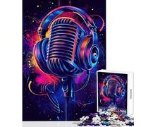 Puzzle per adolescenti 1000 pezzi Microfono retrò con cuffie Giocattolo educativo Regali di Babbo Natale segreto Gioco pratico Migliora l'amore tra coppie Dimensioni 50x75cm