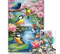 Puzzle per adolescenti 1000 pezzi Mondo di fiori e uccelli 1000 pezzi per adolescenti, per ammazzare il tempo durante le vacanze a casa con pezzi completamente incastrati di forma casuale 50x75cm