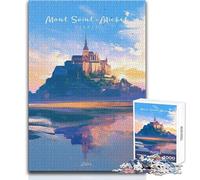 Puzzle per adolescenti 1000 pezzi Mont Saint Michel Glow Divertimento in famiglia e serata di giochi Apprendimento Educativo Regalo di compleanno Dimensioni 50x75cm