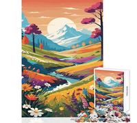 Puzzle per adolescenti 1000 pezzi Montagna Valle Tramonto Decorazione per la casa Giocattoli Regalo divertente Gioco rompicapo Difficile e stimolante Dimensioni 38x52cm
