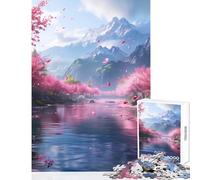 Puzzle per adolescenti 1000 pezzi Montagne di fiori di ciliegio Giocattoli antistress Idee regalo Giochi per famiglie Adatto per la decorazione della scrivania Dimensioni 38x26cm