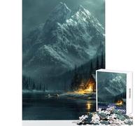 Puzzle per adolescenti 1000 pezzi Montagne nordiche di notte Giocattolo Decorazione da parete Idee regalo Gioco rompicapo Migliora l'amore tra coppie Dimensioni 38x52cm