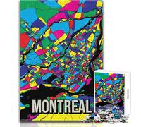 Puzzle per adolescenti 1000 pezzi Montreal Canada Pop Art Mappa della città Arte di viaggio Gioco impegnativo Giocattoli Sfida difficile Ottimo regalo Dimensioni 38x26cm