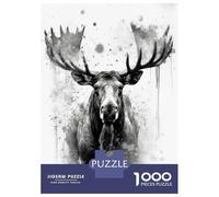Puzzle Per Adolescenti 1000 Pezzi Moose Beauty Watercolor Puzzle Fai Da Te Giocattoli Staycation Passatempo Regali Unici Di Compleanno E Natale 38x26cm/1000pcs