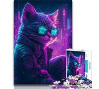Puzzle per adolescenti, 1000 pezzi, motivo: gattino umano punk, per adulti e adolescenti, giocattoli educativi per l'apprendimento, giochi per famiglie, migliorano l'amore tra coppie (38x26cm)