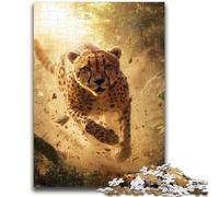 Puzzle per adolescenti 1000 pezzi, motivo leopardo che corre, antistress, per trascorrere il tempo in casa, decorazione perfetta per età 14+, 26x38cm