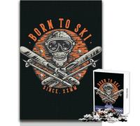 Puzzle per adolescenti 1000 pezzi Nato per sciare Teschio Giocattolo Gioco intellettuale Migliora la memoria Regali di compleanno Dimensioni 38x26cm