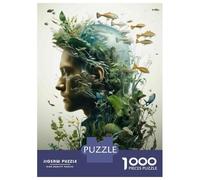 Puzzle Per Adolescenti 1000 Pezzi Nature's Harmony Man with Fish And Plants Puzzle Per Adolescenti Giochi Rilassanti Regali Per Donne Per Compleanno, Natale 38x26cm/1000pcs
