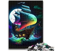 Puzzle per adolescenti 1000 pezzi Nave pirata colorata Aiuta il cervello a esercitare Giocattoli avvincenti per coltivare la pazienza Adatto per coppie 26x38cm