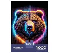 Puzzle Per Adolescenti 1000 Pezzi Neon Bear Wall Art Print Puzzle Per Adulti Gioco Pratico Difficile Divertente Attività A Casa, 52x38cm/1000pcs