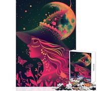 Puzzle per adolescenti 1000 pezzi Neon Witch Under The Moon Decorazione per la casa Giocattoli Regalo di compleanno per gioco educativo Attività divertenti a casa Dimensioni 38x52cm