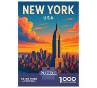Puzzle Per Adolescenti 1000 Pezzi New York Travel Poster - Empire State Building Wall Art, Vintage NYC Skyline Print Puzzle Per Adulti Gioco Per Famiglie Vacanza A Casa Ammazzare Il Tempo Offerta Come