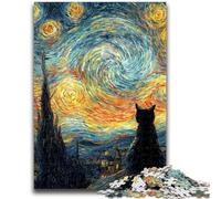 Puzzle per adolescenti 1000 pezzi Night Sky Night Sky Black Cat Jigsaw, giocattolo educativo intellettuale decomprimente, regalo di compleanno (75x50cm)