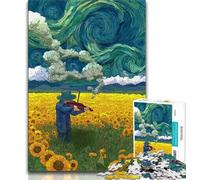 Puzzle per adolescenti 1000 pezzi Night Sky suona il violino, antistress per ammazzare il tempo durante le vacanze, per migliorare l'amore tra coppie (75x50cm)