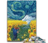 Puzzle per adolescenti 1000 pezzi Night Sky suona il violino, puzzle antistress per ammazzare il tempo durante le vacanze, per migliorare l'amore tra coppie (26x38cm)