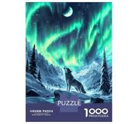 Puzzle Per Adolescenti 1000 Pezzi Nordic Wolf Aurora Borealis Puzzle Per Adulti Gioco Rompicapo Decorazione Da Parete Regalo Antistress 70x50cm/1000pcs