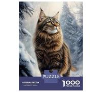 Puzzle Per Adolescenti 1000 Pezzi Norwegian Forest Cat in Winter Puzzle Per Adulti Giochi Divertenti Ma Divertenti E Umoristici Regali Di Natale E Compleanno 38x26cm/1000pcs
