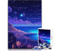 Puzzle per adolescenti 1000 pezzi Notte mediterranea Pixel Divertimento in famiglia e serata di gioco Apprendimento Regalo educativo Compleanno Dimensioni 38x26cm