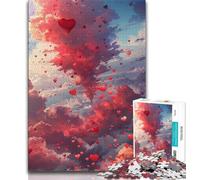 Puzzle per adolescenti 1000 pezzi Nuvole d'amore colorate 1000 pezzi per adolescenti con poster abbinato e foglio di quiz per età dai 14 anni in su 38x26cm