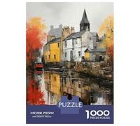 Puzzle Per Adolescenti 1000 Pezzi Old Town Reflections Urban Art Print Puzzle Per Adulti Gioco Rompicapo Corsa Di Velocità Delle Mani Attività Divertenti A Casa 52x38cm/1000pcs