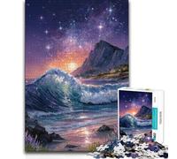 Puzzle per adolescenti 1000 pezzi Onde dell'oceano sotto il cielo stellato Analisi e giochi di logica educativi per ragazzi dai 14 anni in su 38x26cm