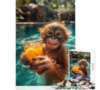 Puzzle per adolescenti 1000 pezzi Orang Utan Barista Giocattoli fai da te Ottimi regali e giocattoli Giochi per famiglie Migliorare l'amore tra coppie Dimensioni 50x75cm