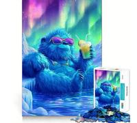 Puzzle per adolescenti 1000 pezzi Orsetto rilassante con bevanda Taglio preciso Gioco rompicapo Regalo Gioco rilassante Regalo di Natale artistico (38x26cm)