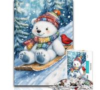 Puzzle per adolescenti 1000 pezzi Orso bianco che scia, giochi educativi, decorazione per la casa, regalo di compleanno, regali, arte murale (38x26cm)