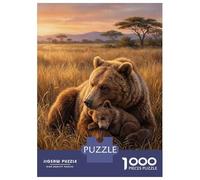 Puzzle per adolescenti, 1000 pezzi, orso e cucciolo nel campo d'oro, puzzle per adolescenti, giochi rilassanti, decorazione perfetta, regalo di compleanno e regalo unico, 52 x 38 cm/1000 pezzi