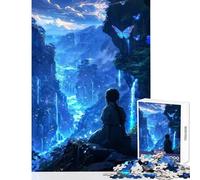 Puzzle per adolescenti 1000 pezzi Paesaggio da sogno blu incantato Giocattolo educativo Regalo di compleanno Gioco rompicapo Difficile e stimolante Dimensioni 50x75cm