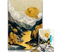 Puzzle per adolescenti 1000 pezzi Paesaggio dorato, antistress per ammazzare il tempo durante le vacanze, per migliorare l'amore tra coppie (75x50cm)