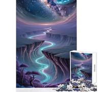 Puzzle per adolescenti 1000 pezzi Paesaggio fantasy con fiume luminoso Giocattoli antistress Regali di Babbo Natale segreto Gioco rompicapo Attività divertenti a casa dimensioni 38x52cm