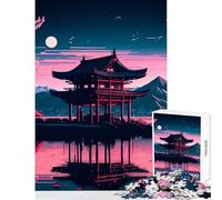 Puzzle per adolescenti 1000 pezzi Paesaggio giapponese Luna Decorazione per la casa Giocattoli Regalo Compleanno Gioco educativo Migliora l'amore tra coppie Dimensioni 38x26cm