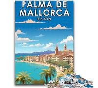 Puzzle per adolescenti 1000 pezzi Palma di Maiorca Spagna 1000 pezzi per adolescenti, con poster abbinato e foglio di quiz per età dai 14 anni in su (26x38cm)