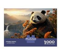 Puzzle Per Adolescenti 1000 Pezzi Panda with Flowers in Hand Puzzle Per Adolescenti Giochi Rilassanti Regali Per Donne Per Compleanno, Natale 52x38cm/1000pcs